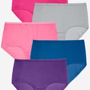 Comfort Choice Womens 5 Pack Pure Cotton Full-Cut Brief Plus Size 9 (2x 20-22)